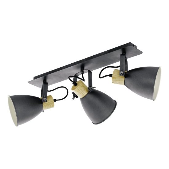 Eglo coswarth plafoniera con 3 faretti e27 orientabili 67cm per corridoio moderna antracite crema e marrone