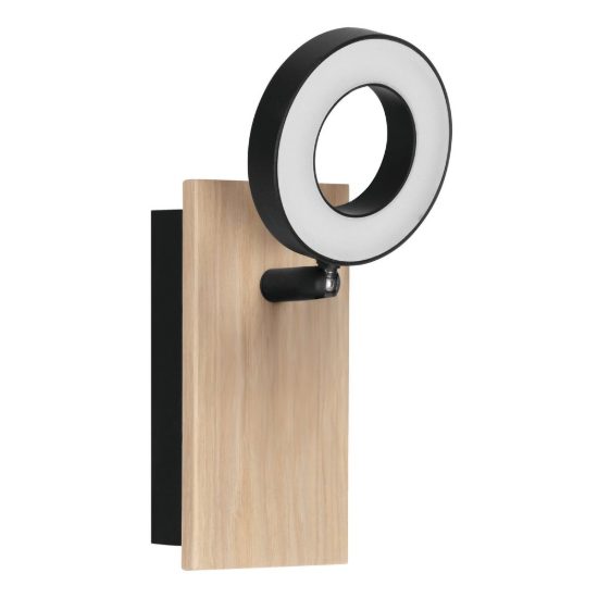 Eglo rielves applique con faretto led 4,2w 3000k orientabile 7cm per soggiorno moderna marrone e nera