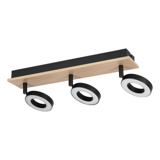Eglo rielves plafoniera con 3 faretti led 12,6w 3000k orientabili 40cm per cucina moderna marrone e nera