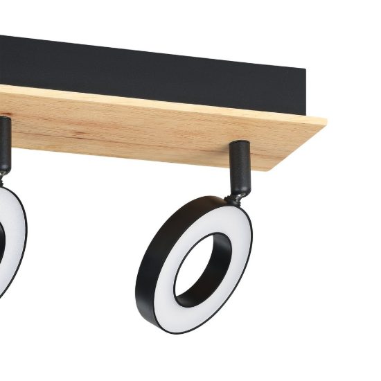 Eglo rielves plafoniera con 3 faretti led 12,6w 3000k orientabili 40cm per cucina moderna marrone e nera