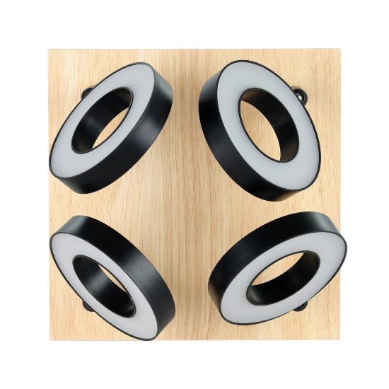 Eglo rielves plafoniera con 4 faretti led 16,8w 3000k orientabili 17cm per corridoio moderna marrone e nera