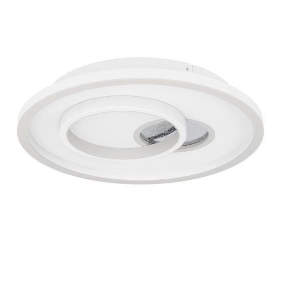 Eglo tiriolo plafoniera led 22,5w 4000k 38cm per soggiorno moderna rotonda bianca e argento