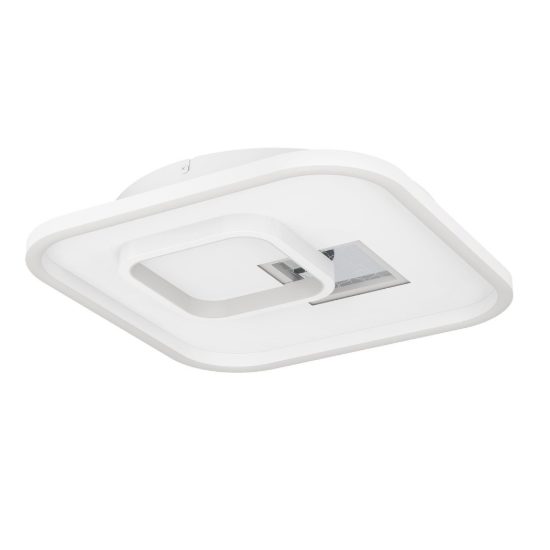 Eglo tiriolo plafoniera led 25,4w 4000k 38cm per soggiorno moderna quadrata bianca e argento