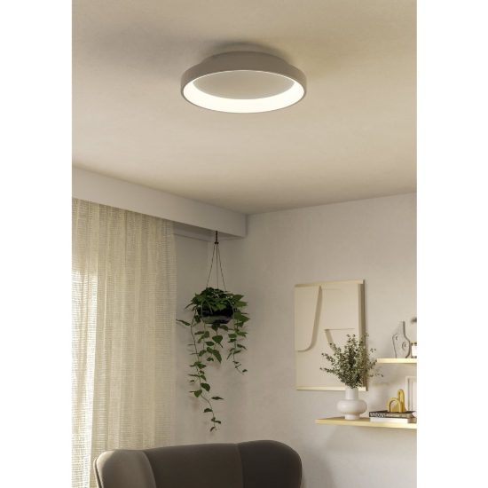 Eglo loretello plafoniera led 12w cct 2700k 6500k 35cm con telecomando per cucina moderna rotonda bianca