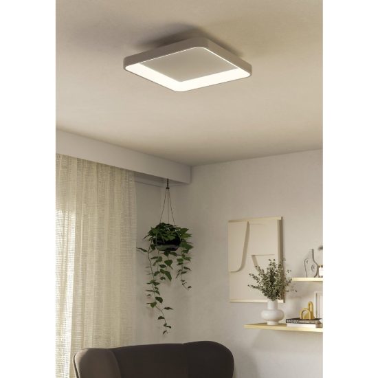 Eglo loretello plafoniera led 12w cct 2700k 6500k 35cm con telecomando per cucina moderna quadrata bianca