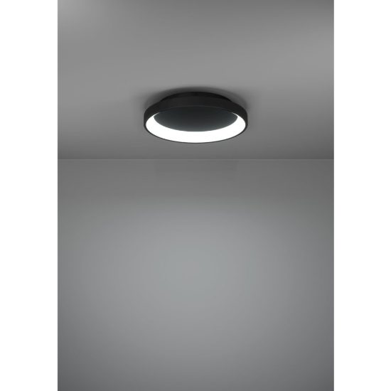 Eglo loretello plafoniera led 12w cct 2700k 6500k 35cm con telecomando per cucina moderna rotonda nera