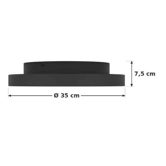Eglo loretello plafoniera led 12w cct 2700k 6500k 35cm con telecomando per cucina moderna rotonda nera