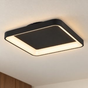 Eglo loretello plafoniera led 12w cct 2700k 6500k 35cm con telecomando per cucina moderna quadrata nera