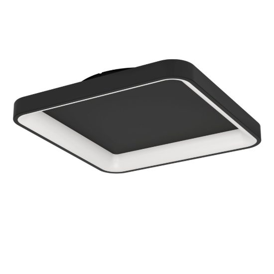 Eglo loretello plafoniera led 12w cct 2700k 6500k 35cm con telecomando per cucina moderna quadrata nera