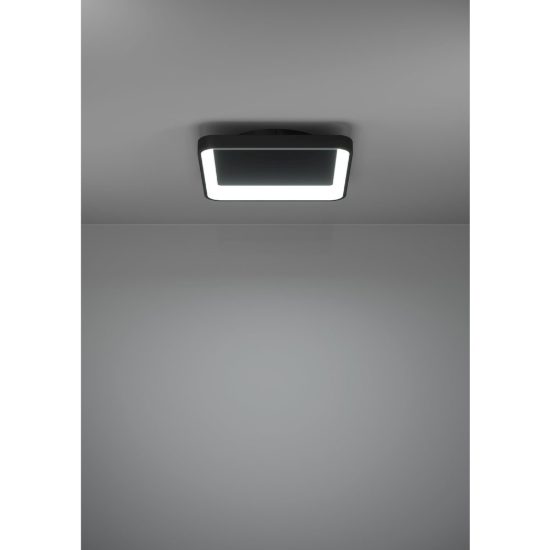 Eglo loretello plafoniera led 12w cct 2700k 6500k 35cm con telecomando per cucina moderna quadrata nera