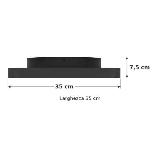 Eglo loretello plafoniera led 12w cct 2700k 6500k 35cm con telecomando per cucina moderna quadrata nera
