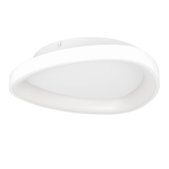 Eglo loretello plafoniera led 12w cct 2700k 6500k 35cm con telecomando per cucina moderna asimmetrica bianca