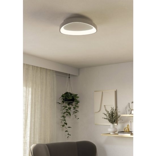 Eglo loretello plafoniera led 12w cct 2700k 6500k 35cm con telecomando per cucina moderna asimmetrica bianca