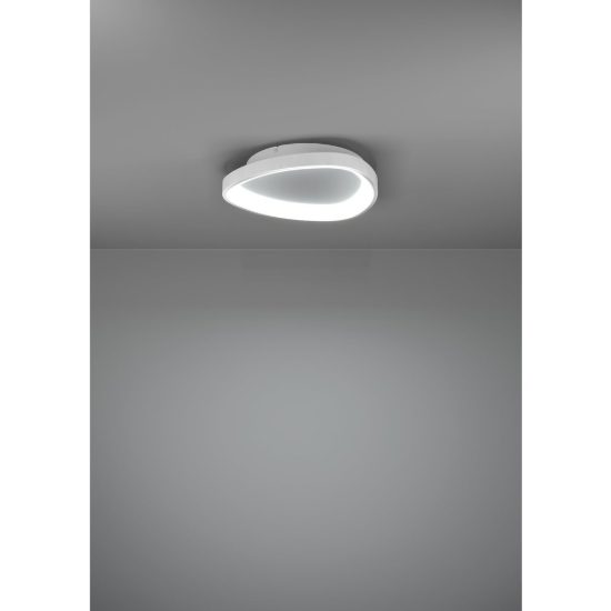 Eglo loretello plafoniera led 12w cct 2700k 6500k 35cm con telecomando per cucina moderna asimmetrica bianca