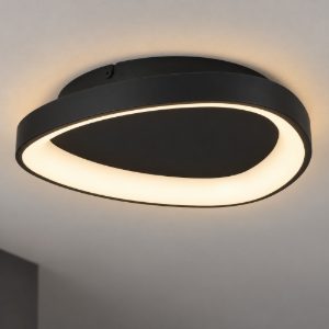 Eglo loretello plafoniera led 12w cct 2700k 6500k 35cm con telecomando per cucina moderna asimmetrica nera