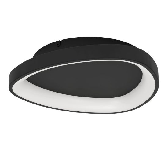 Eglo loretello plafoniera led 12w cct 2700k 6500k 35cm con telecomando per cucina moderna asimmetrica nera