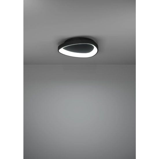Eglo loretello plafoniera led 12w cct 2700k 6500k 35cm con telecomando per cucina moderna asimmetrica nera