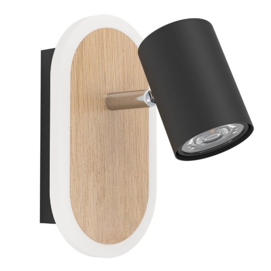 Eglo rimbocchi applique con faretto led 7w 3000k orientabile 18cm per camera da letto moderna nera e marrone