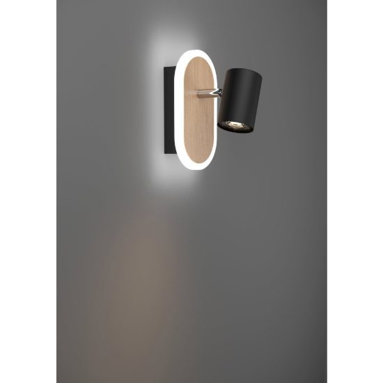 Eglo rimbocchi applique con faretto led 7w 3000k orientabile 18cm per camera da letto moderna nera e marrone