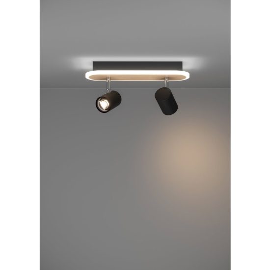 Eglo rimbocchi plafoniera con 2 faretti led 12w 3000k orientabili 34cm per corridoio moderna nera e marrone