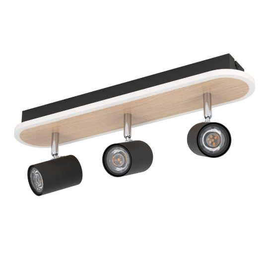Eglo rimbocchi plafoniera con 3 faretti led 20w 3000k orientabili 46cm per ingresso moderna nera e marrone