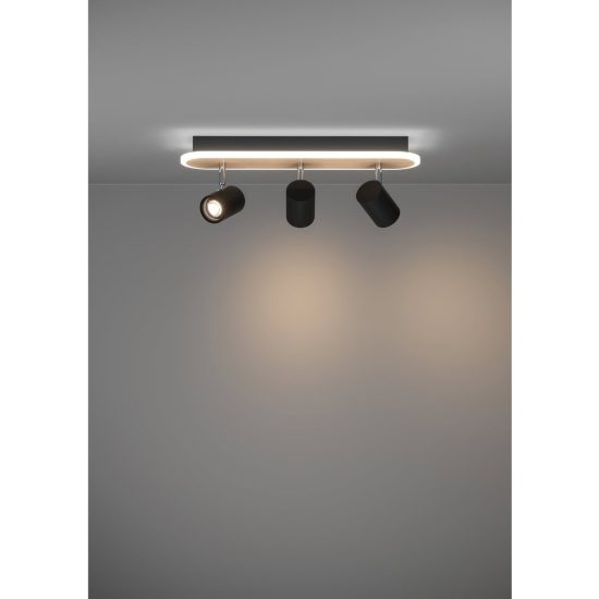 Eglo rimbocchi plafoniera con 3 faretti led 20w 3000k orientabili 46cm per ingresso moderna nera e marrone