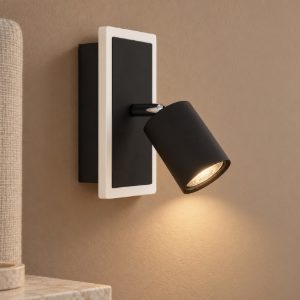 Eglo rimbocchi 1 applique con faretto led 7w 3000k orientabile 18cm per camera da letto moderna nera