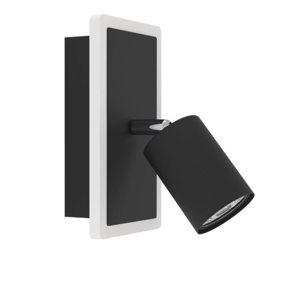 Eglo rimbocchi 1 applique con faretto led 7w 3000k orientabile 18cm per camera da letto moderna nera
