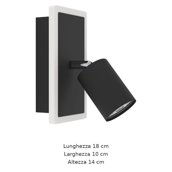 Eglo rimbocchi 1 applique con faretto led 7w 3000k orientabile 18cm per camera da letto moderna nera