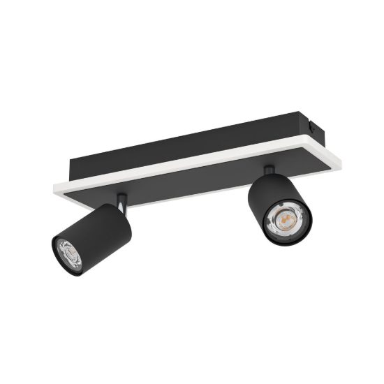 Eglo rimbocchi 1 plafoniera con 2 faretti led 12w 3000k orientabili 34cm per cucina moderna nera