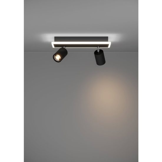 Eglo rimbocchi 1 plafoniera con 2 faretti led 12w 3000k orientabili 34cm per cucina moderna nera