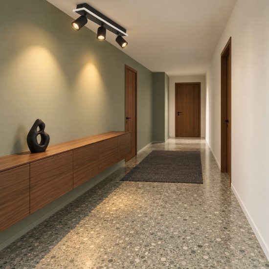 Eglo rimbocchi 1 plafoniera con 3 faretti led 20w 3000k orientabili 46cm per corridoio moderna nera