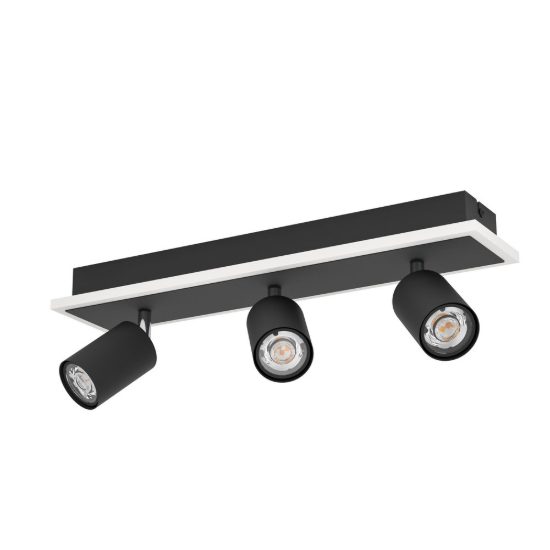 Eglo rimbocchi 1 plafoniera con 3 faretti led 20w 3000k orientabili 46cm per corridoio moderna nera