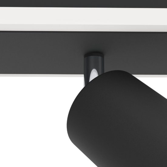 Eglo rimbocchi 1 plafoniera con 3 faretti led 20w 3000k orientabili 46cm per corridoio moderna nera