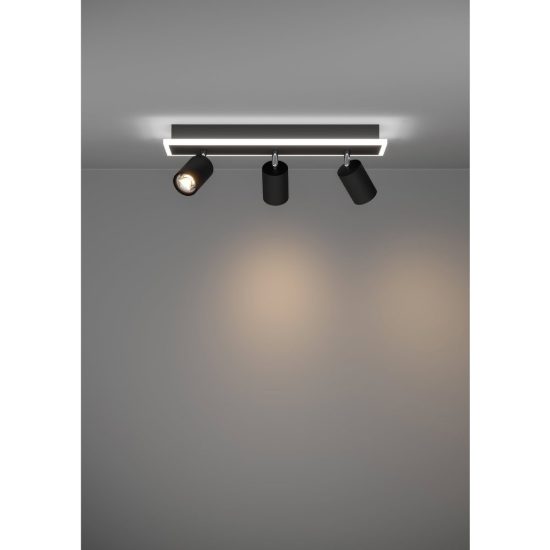 Eglo rimbocchi 1 plafoniera con 3 faretti led 20w 3000k orientabili 46cm per corridoio moderna nera