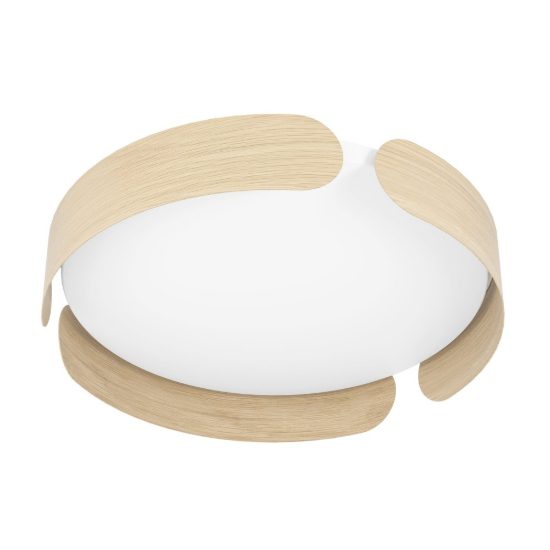 Eglo valcasotto plafoniera led 20w 3000k 37cm per soggiorno moderna bianca e legno
