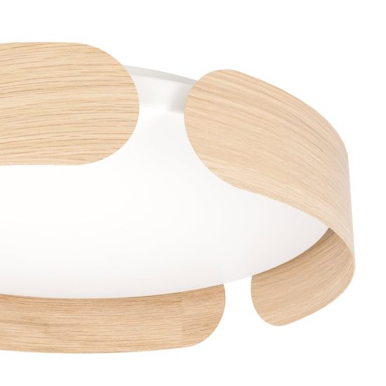 Eglo valcasotto plafoniera led 20w 3000k 37cm per soggiorno moderna bianca e legno