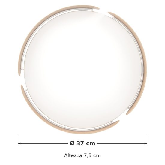 Eglo valcasotto plafoniera led 20w 3000k 37cm per soggiorno moderna bianca e legno