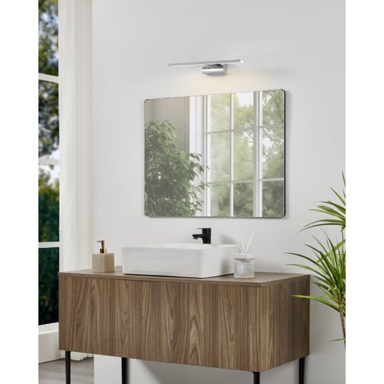 Eglo conettilla applique per specchio led 7w cct 3000k 6500k 40cm ip44 per bagno moderna cromo