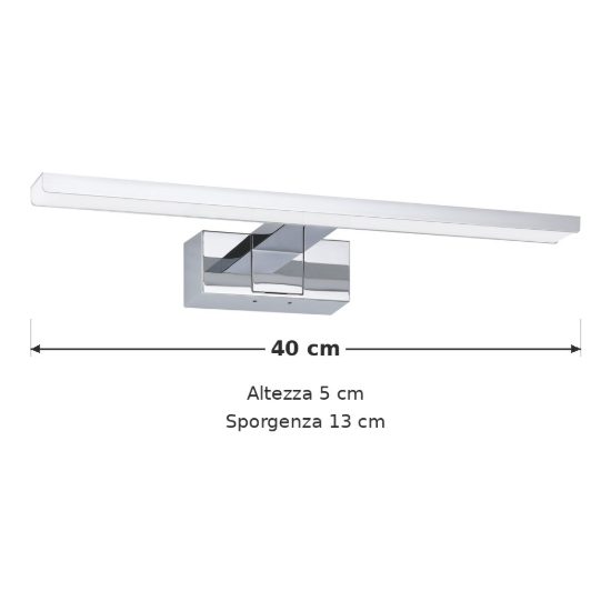 Eglo conettilla applique per specchio led 7w cct 3000k 6500k 40cm ip44 per bagno moderna cromo