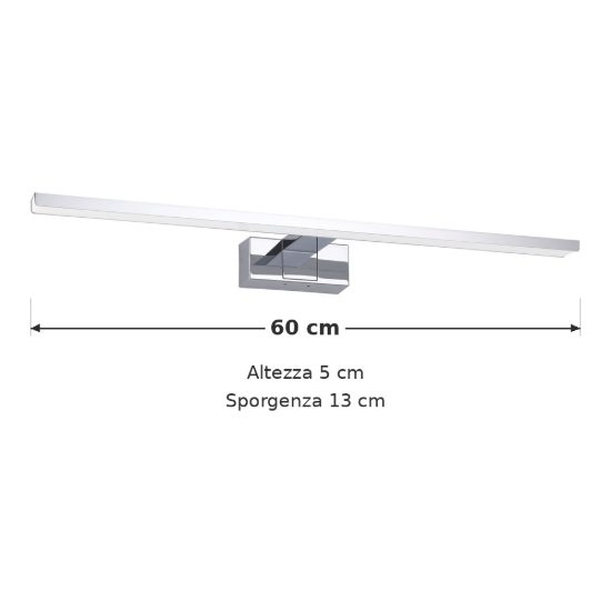 Eglo conettilla applique per specchio led 10w cct 3000k 6500k 60cm ip44 per bagno moderna cromo