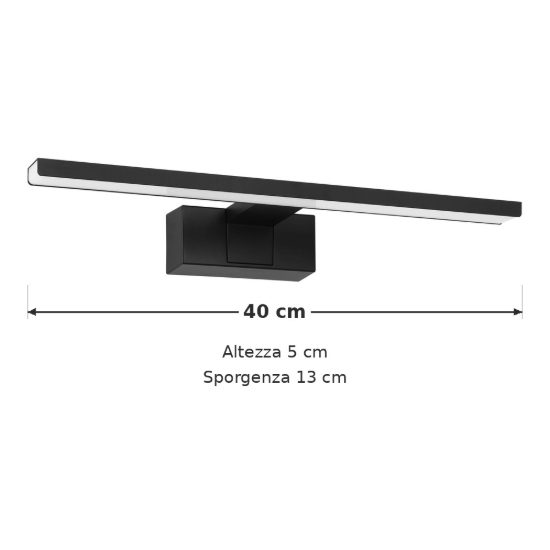 Eglo conettilla applique per specchio led 7w cct 3000k 6500k 40cm ip44 per bagno moderna nera