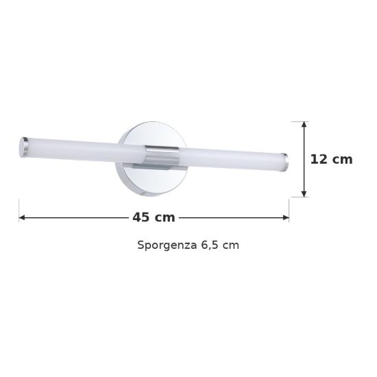 Eglo ramola applique per specchio led 7,5w cct 3000k 6500k 45cm ip44 per bagno moderna cromo