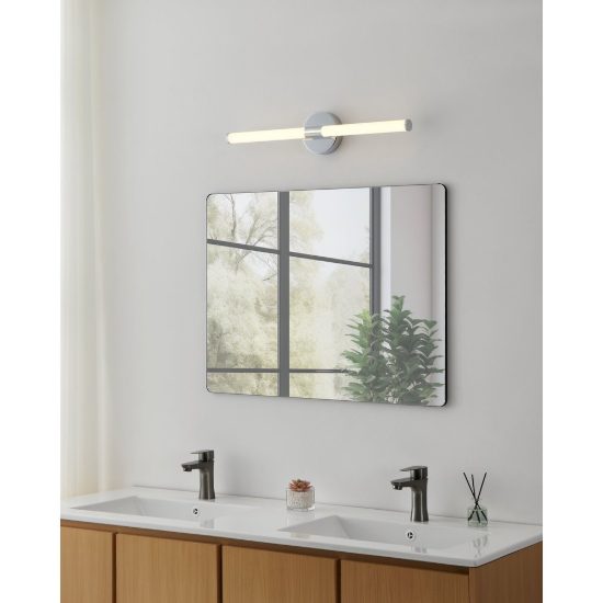 Eglo ramola applique per specchio led 11w cct 3000k 6500k 60cm ip44 per bagno moderna cromo