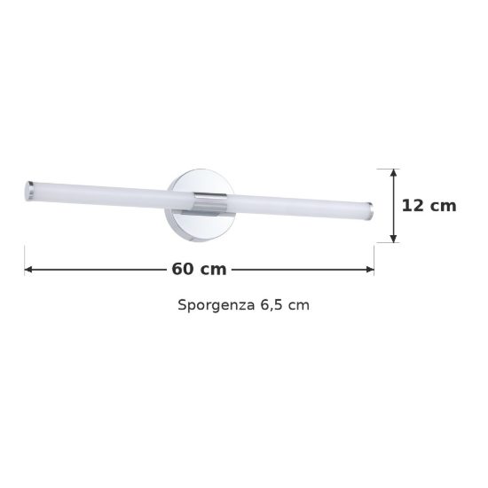Eglo ramola applique per specchio led 11w cct 3000k 6500k 60cm ip44 per bagno moderna cromo