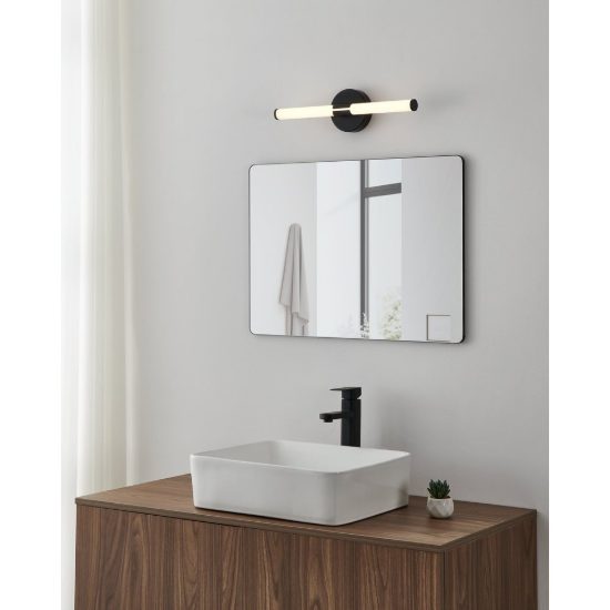 Eglo ramola applique per specchio led 7,5w cct 3000k 6500k 45cm ip44 per bagno moderna nera