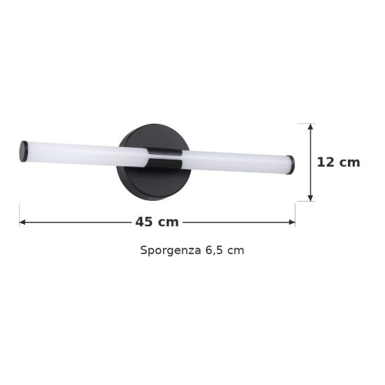 Eglo ramola applique per specchio led 7,5w cct 3000k 6500k 45cm ip44 per bagno moderna nera