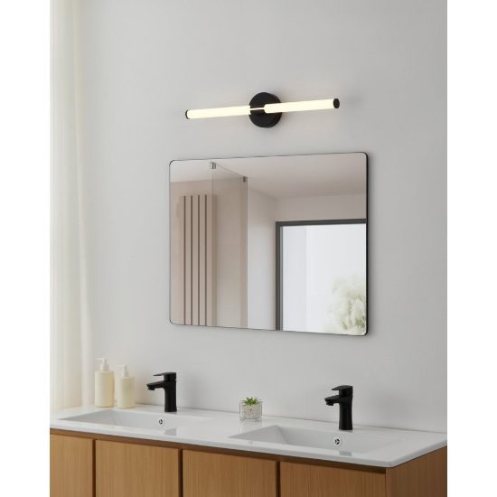 Eglo ramola applique per specchio led 11w cct 3000k 6500k 60cm ip44 per bagno moderna nera
