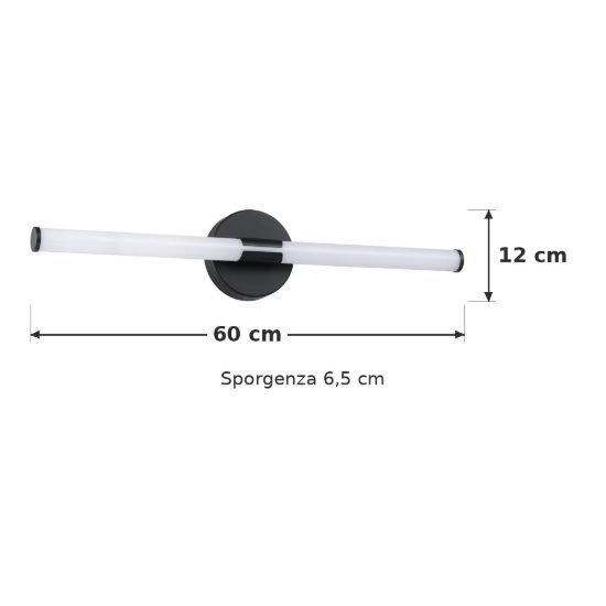Eglo ramola applique per specchio led 11w cct 3000k 6500k 60cm ip44 per bagno moderna nera