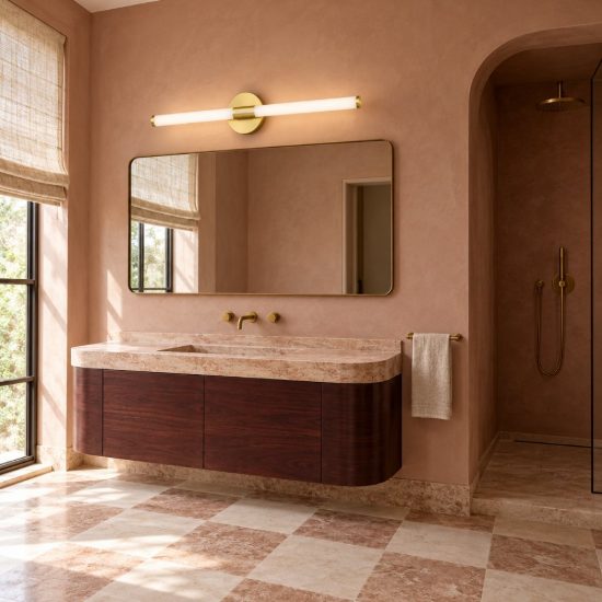 Eglo ramola applique per specchio led 7,5w cct 3000k 6500k 45cm ip44 per bagno moderna ottone